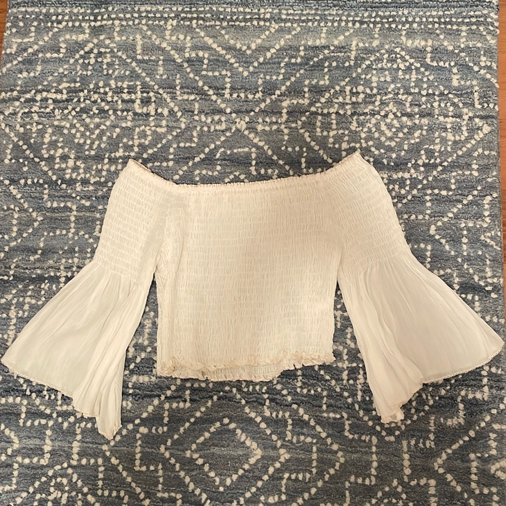 Poupette St Barth White Off the Shoulder Blouse Top